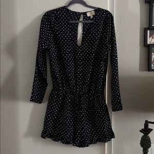 Collective Concepts Navy and White Polka Dot Romper